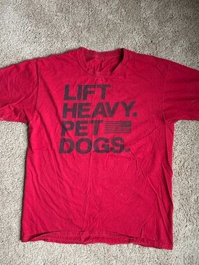 Red 'Lift Heavy Pet Dogs' Graphic T-Shirt